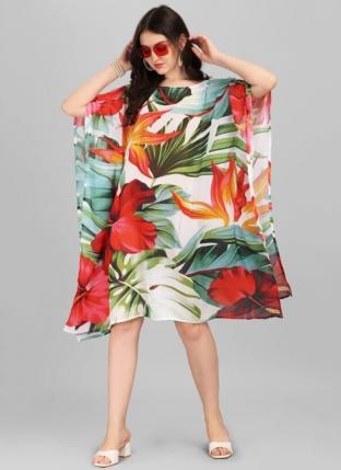 Multi Colour Georgette Beachwear Digital Printed Kaftan