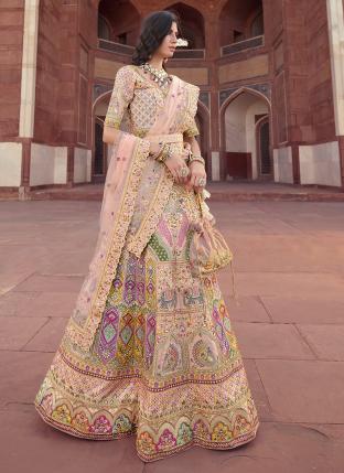 Baby Pink Silk Wedding Wear Heavy Work Lehenga Choli