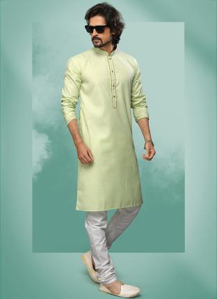 Pista green Cotton Silk Festival Wear Pintux Kurta Pajama