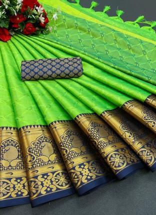 Sea Green Soft Silk Casual Wear Weaving Saree