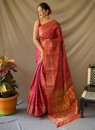 Rani Patola Silk Festival Wear Weaving Saree