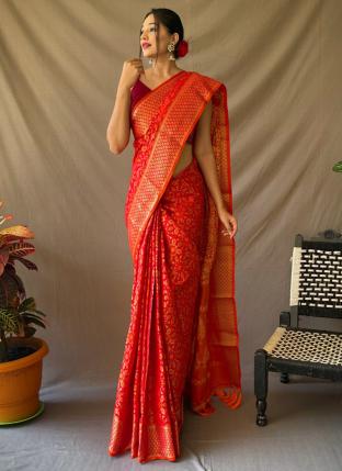 Red Patola Silk Festival Wear Weaving Saree