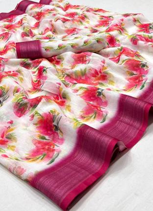 Rani Linen Silk Casual Wear Printed Saree