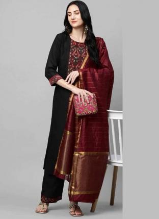 Black Ruby Cotton Casual Wear Embroidery Work Readymade Salwar Suit