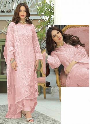 Pink Faux Georgette Traditional Wear Sequins Work Pakistani Suit
