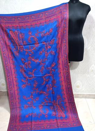 Blue Pashmina Winter Wear Printed Shawl Dupatta