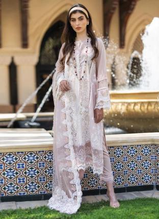 Light Pink Pure Cotton Party Wear Embroidery Work Pakistani Suit