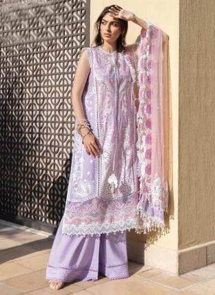 Purple Pure Cotton Party Wear Embroidery Work Pakistani Suit