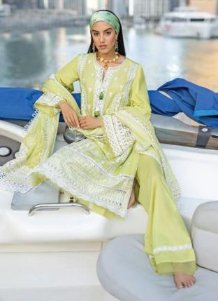 Sea Green Pure Cotton Party Wear Embroidery Work Pakistani Suit