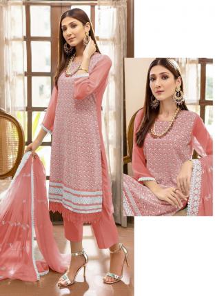 Gajri Georgette Festival Wear Embroidery Work Pakistani Suit
