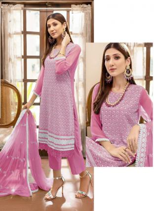 Pink Georgette Festival Wear Embroidery Work Pakistani Suit