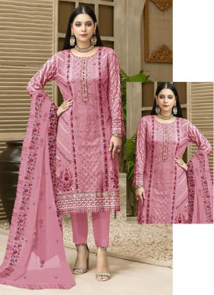 Pink Georgette Festival Wear Embroidery Work Pakistani Suit