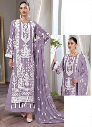 Purple Georgette Traditional Wear Embroidery Work Pakistani Suit