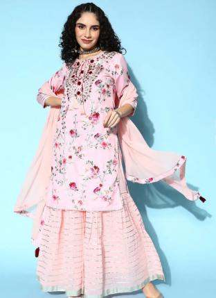 Pink Modal Silk Festival Wear Hand Work Readymade Salwar Suit