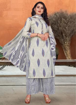 Purple Cotton Regular Wear Digital Printed Palazzo Suit