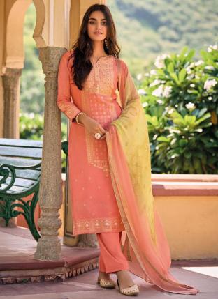 Pink Jacquard Festival Wear Weaving Salwar Suit
