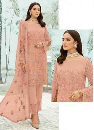 Pink Georgette Traditional Wear Embroidery Work Pakistani Suit