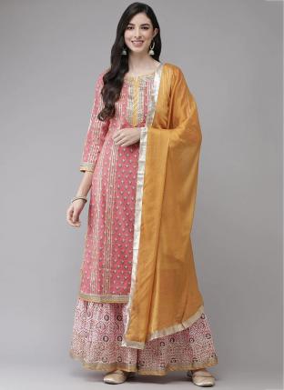 Light Pink Cotton Traditional Wear Hand Work Readymade Salwar Suit