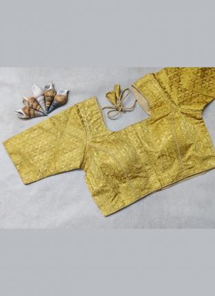 Beige Banarasi Silk Traditional Wear Thread Work Blouse