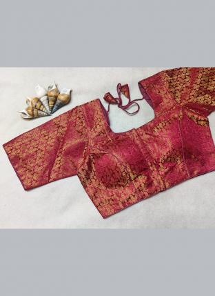 Violet Banarasi Silk Traditional Wear Thread Work Blouse
