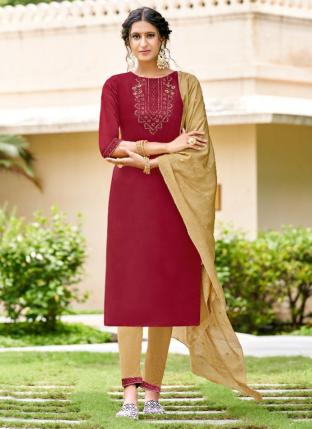 Rani Pure Silk Festival Wear Embroidery Work Readymade Salwar Suit