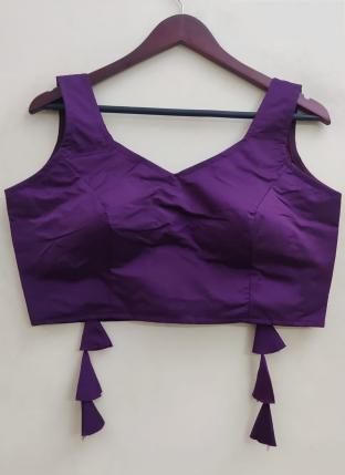 Purple Raw Silk Party Wear Plain Blouse