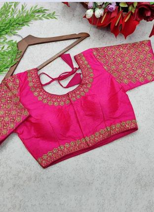 Pink Phantom Silk Wedding Wear Zari Work Blouse