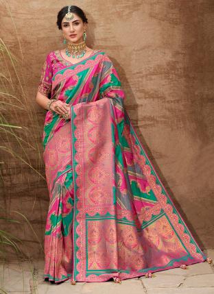 Dark Pink Silk Reception Wear Weaving Saree