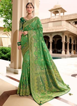 Green Silk Reception Wear Weaving Saree