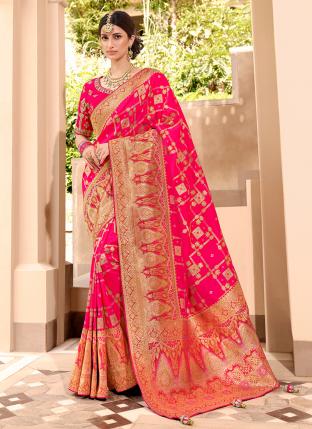 Rani Silk Reception Wear Weaving Saree