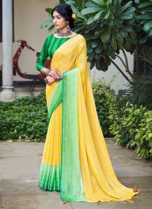 Yellow Fancy Casual Wear Printed Saree