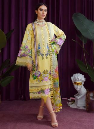 Yellow Pashmina Casual Wear Embroidery Work Pakistani Suit