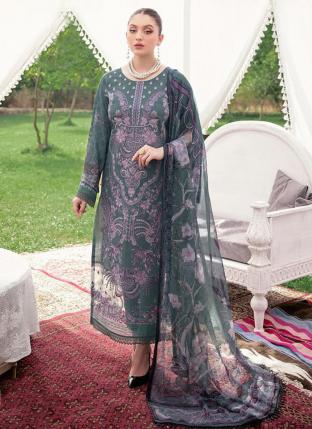 Grey Pure Cotton Traditional Wear Embroidery Work Pakistani Suit