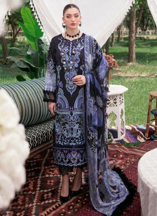 Navy blue Pure Cotton Traditional Wear Embroidery Work Pakistani Suit