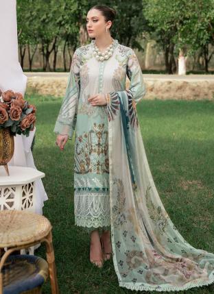 Pista green Pure Cotton Traditional Wear Embroidery Work Pakistani Suit