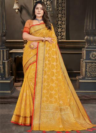 Gold Silk Traditional Wear Weaving Saree