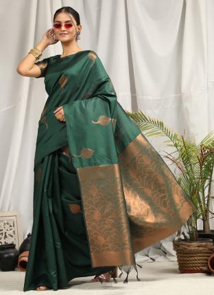 Green Soft Silk Festival Wear Weaving Saree
