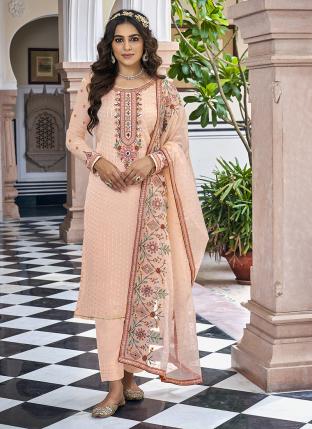 Pink Faux Georgette Festival Wear Embroidery Work Salwar Suit