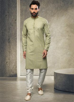 Green Cotton Festival Wear Handloom Kurta Pajama