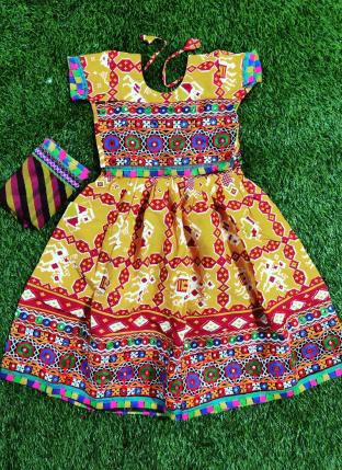 Beige Pure Cotton Festival Wear Embroidery Work Kids Lehenga Choli