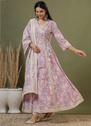 Pink Fancy Party Wear Embroidery Work Readymade Salwar Suit