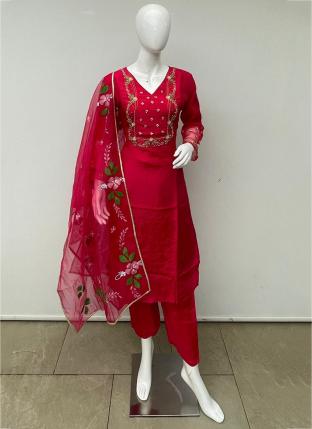 Rani Fancy Festival Wear Embroidery Work Readymade Salwar Suit