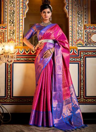 Rani Silk Party Wear Weaving Saree