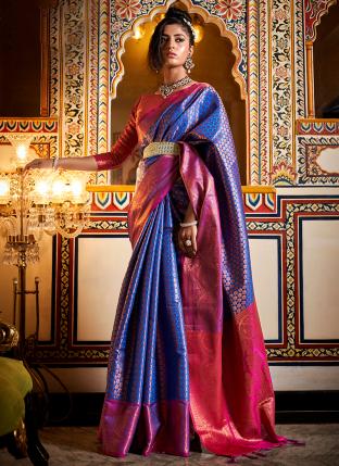 Royal Blue Silk Party Wear Weaving Saree