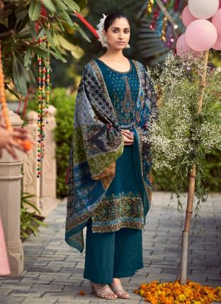 Rama Jam Cotton Casual Wear Embroidery Work Palazzo Suit