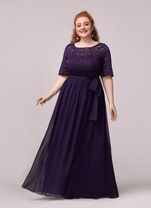 Purple Net Georgette Party Wear Plain Gown
