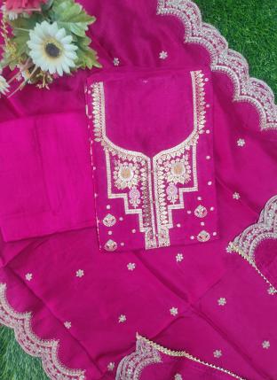 Rani Dola Silk Traditional Wear Hand Work Dress Material