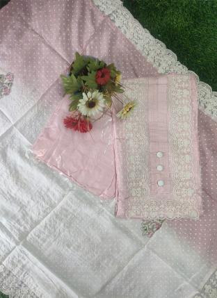 Pink Muslin Party Wear Lucknowi Work Dress Material