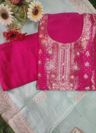 Rani Dola Silk Festival Wear Weaving Dress Material