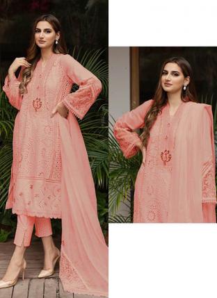 Pink Cotton Eid Wear Chikankari Pakistani Suit